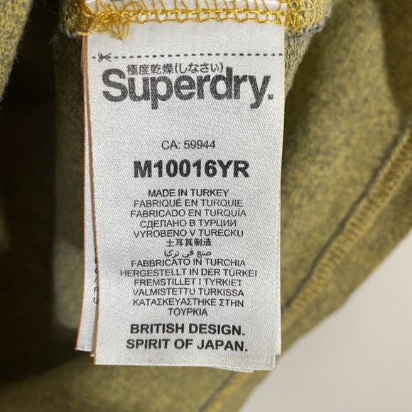 Superdry Mens Shirt Size Large Graphic Spellout Short Sleeve Yellow Green - Picture 7 of 8